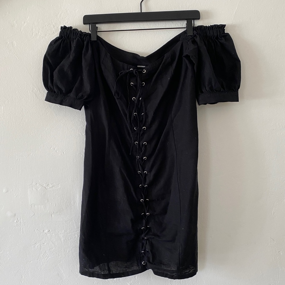 Corset Style Off Shoulder Linen Dress